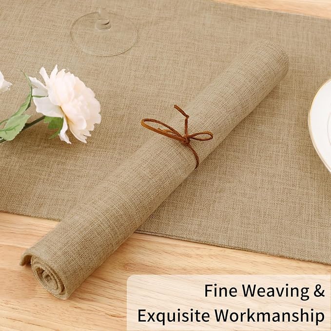Homaxy Cloths Placemats for Dining Table Set of 8, Flaxen | Heat Resistant - Image 6