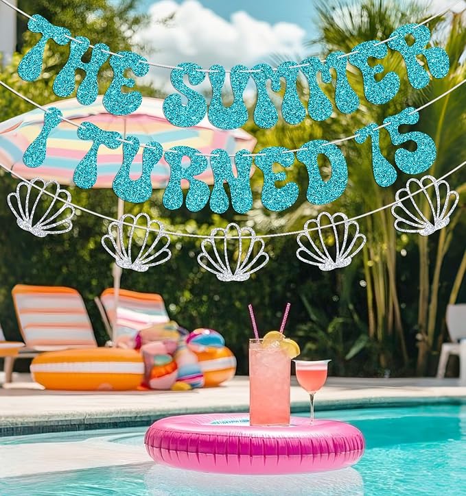 The Summer I Turned 15 Banner, Summer Beach Themed 15th Birthday Party - Image 5