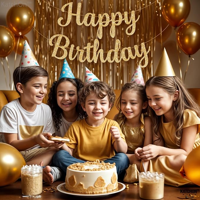 KatchOn Glitter Gold Happy Birthday Banner- 10 Ft, Birthday Decorations | - Image 7
