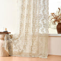Beige Lace Curtains 102 Inches Long 2 Panels Vintage Paisley Sheer Lace Curtains by FOLKSIDEHomeDecoration