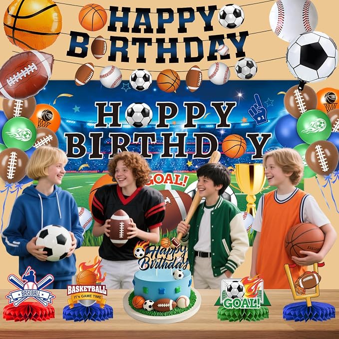 Sports Birthday Party Decorations Includes Banner, Foil & Latex Balloons - Image 7