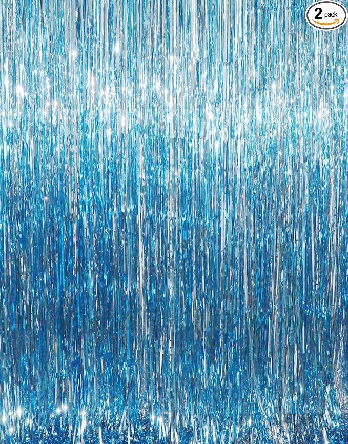GOER 6.4 ft x 9.8 ft Metallic Tinsel Foil Fringe Curtains, Graduation by GOER