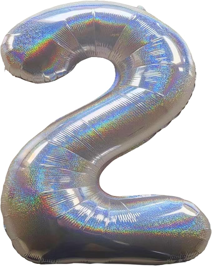 Jonhamwelbor 40 Inch Laser Silver Number 2 Balloon Foil Mylar Giant Balloon by Jonhamwelbor