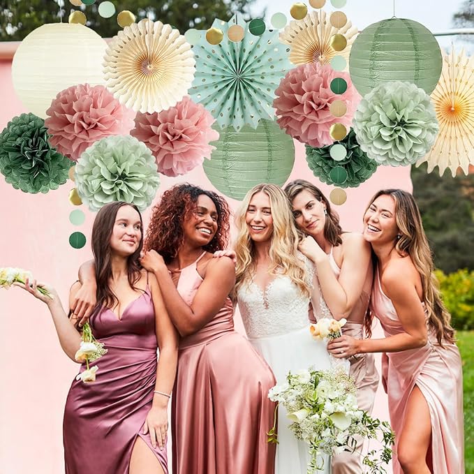 Sage Green and Dusty Pink Party Decorations Green & Pink Party Decor Sage - Image 2