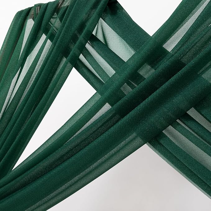 MLMC Emerald Green Wedding Arch Draping Fabric 1 Panel 29" x 20 FT Extra Long Gauze Drapes Sheer Backdrop Curtains 6.6 Yards Outdoor Drapery Panels for Wedding Ceremony Party Ceiling Decoration