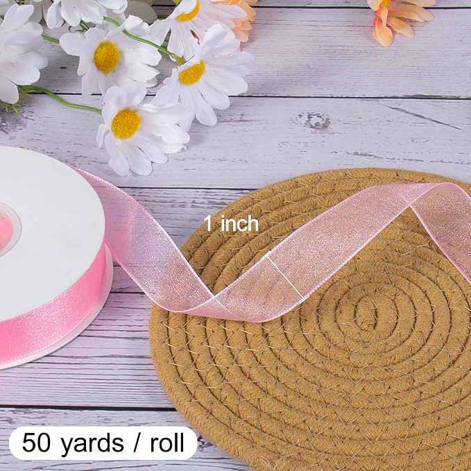 Sheer Organza Ribbon 1 Inch Chiffon Ribbons - Image 3