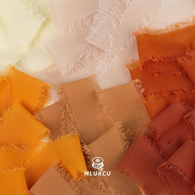 Terracotta Chiffon Ribbon Fall Ribbon 1 Inch x 3Yds Burnt - Image 3