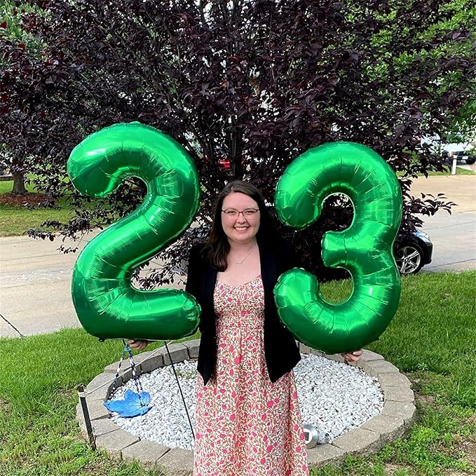 3rd Birthday Number Balloons for Kids, 40 Inch Emerald Green Foil Number - Image 7