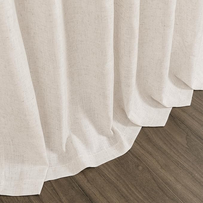 Beige Linen Light Filtering Curtains 96 Inches Long 2 Panels Long Semi Sheer - Image 6