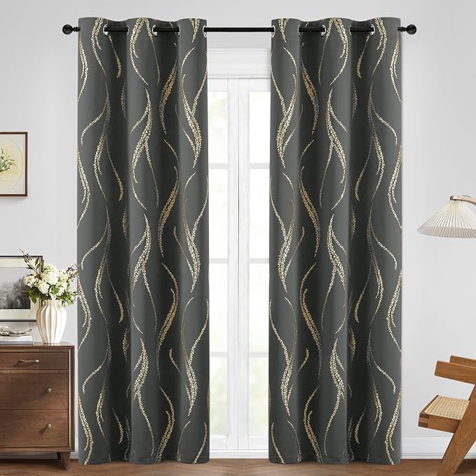 Yakamok Dark Grey Blackout Curtains - Image 2