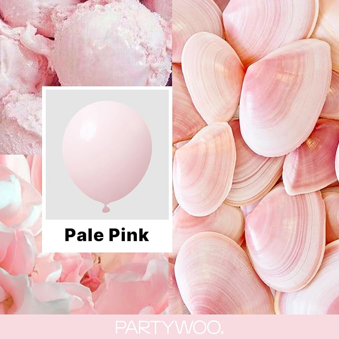 PartyWoo Pale Pink Balloons 140pcs Light Pastel Baby Pink Color | 18 12 10 5 - Image 2