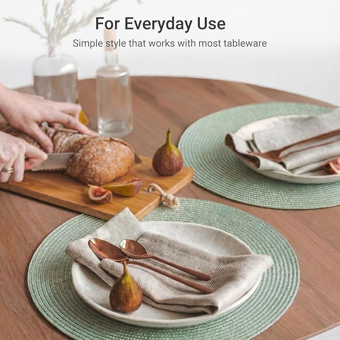 FunWheat Round Braided Placemats Set of 6 Place Mats - Image 5