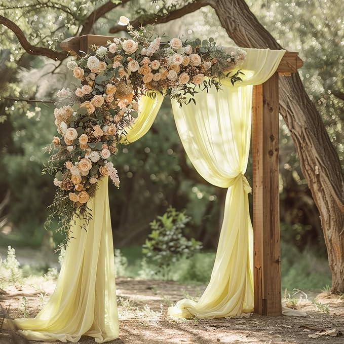Beige Wedding Arch Draping Fabric Backdrop Drapes Sheer 28.7"x 20FT | Sheer - Image 7