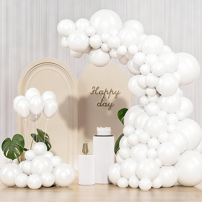 White Balloons 145pcs Different Sizes 5in 10in 12in 18in White Latex Balloon by Unknown