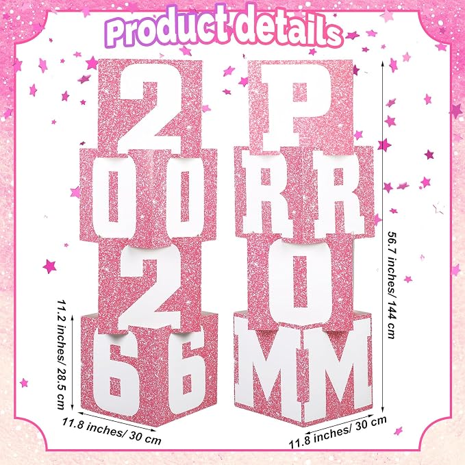 Queekay 8 Pcs Prom Column Standup Photo Booth Decorations 2026 Prom Backdrop - Image 5