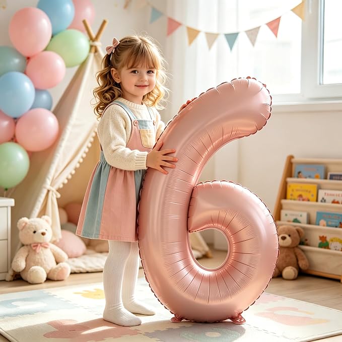 TONIFUL 40 Inch Pastel Pink Number 6 Balloons Large Foil 6th Birthday Decor | - Image 4