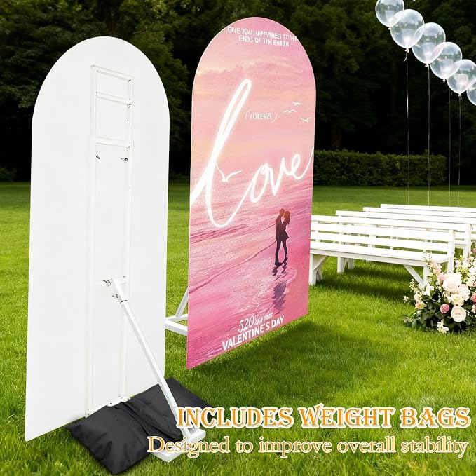 3 Pack White Wedding Backdrop Stand, Adjustable Metal Arch - Image 5