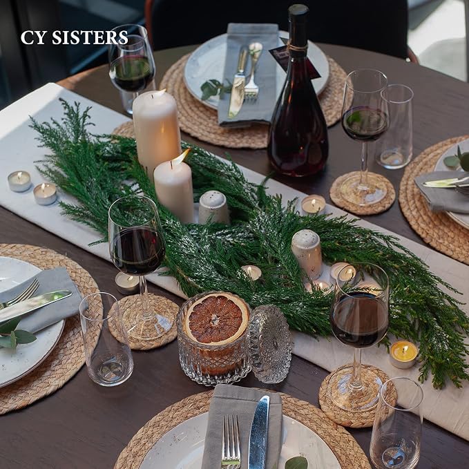 Square Woven Placemats Set of 4 Straw Table Placemat Extra Wide Braided Rattan - Image 5