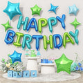 Happy Birthday Balloon Banner Blue Green, 16 Inch Mylar Foil Letter Balloons by Togvu