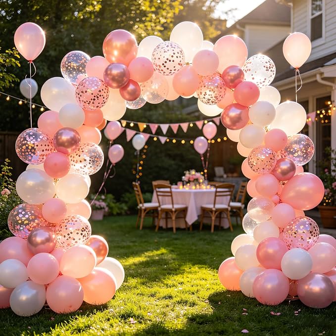 154 PCS Pink and White Balloon Arch Kit, Different Sizes - Image 5