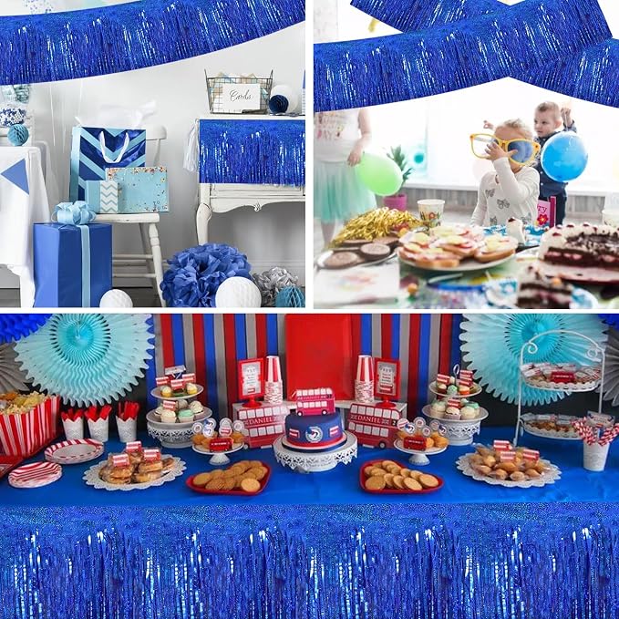 BEISHIDA Laser Blue Fringe Garland Banner 30ft Wall Tinsel Foil Streamers | - Image 6