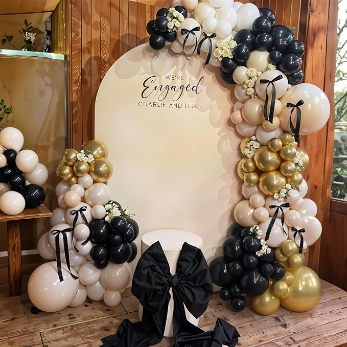 Black and Gold Balloon Arch Garland Kit, Graduation Balloons Black White Sand - Image 7