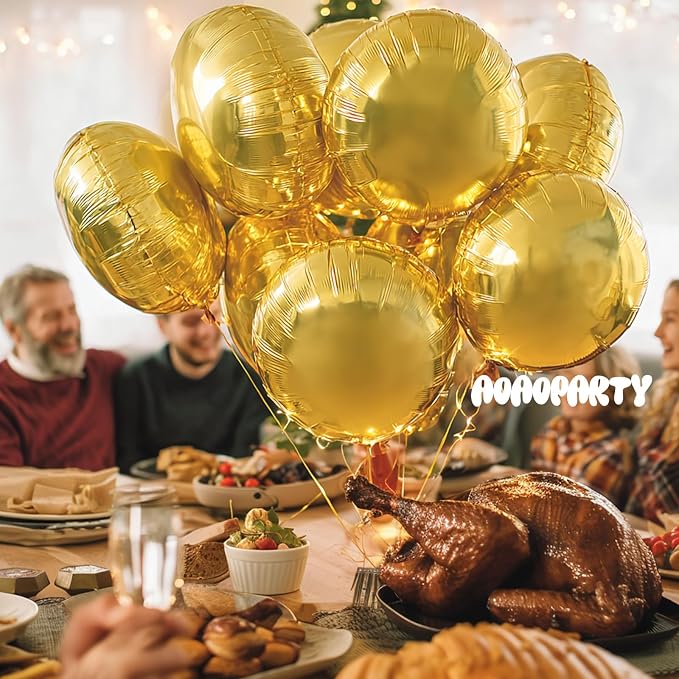 25Pcs Gold Round Shaped Foil Balloons 18 Inch Mylar Balloon | Helium - Image 5