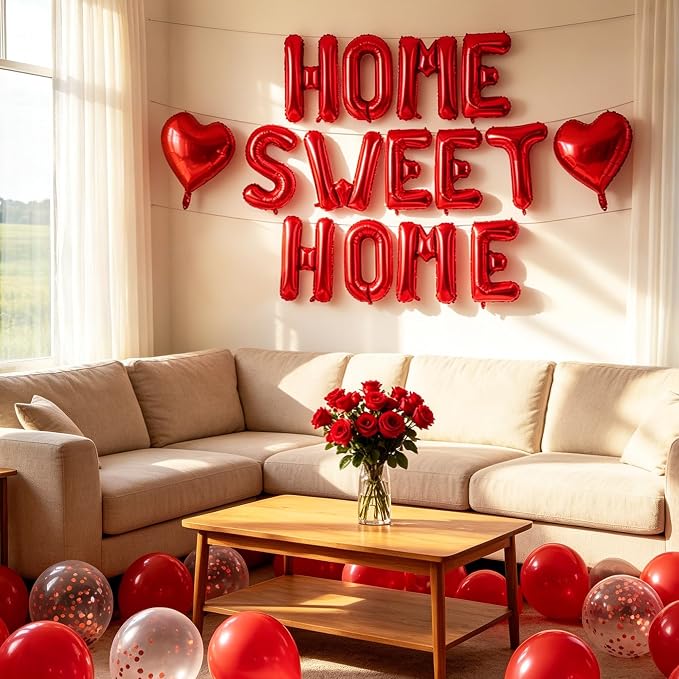 TONIFUL 16 Inch Red HOME SWEET HOME Letter Balloon Decor - Image 6