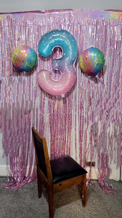 3 Balloon Numbers Birthday Decorations, 40In Pink Purple Blue Balloons | - Image 4