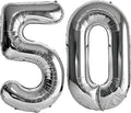 FIROMI 50 Number Balloons Silver Big Foil Mylar 50th Balloon Numbers 40inch | by Firomi