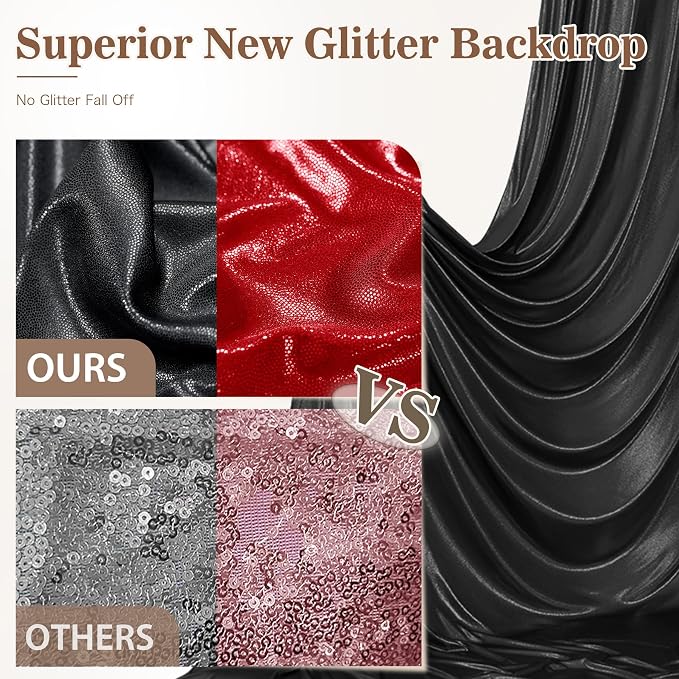 20ft x 10ft Red Black Sequin Backdrop Curtain - Image 2