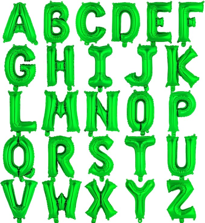 26 Pcs Green Letter Balloons, 16 Inch Foil Alphabet Letter Balloons, Letter A-Z by YOTHORN