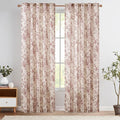 jinchan Red Floral Linen Curtains 90 Inch Vintage Back Tab 2 Panels | Light by JINCHAN