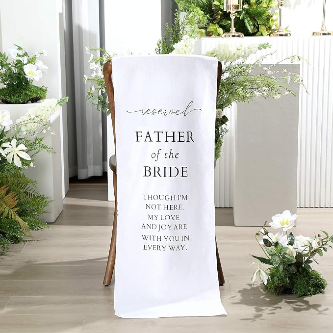 HunnmingRe Father of the Bride Wedding Memorial Reserved Chair Sign Banner in - Image 3