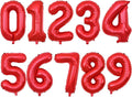 2 Set 20 Pcs Number Balloons 16 Inch Red 0-9 Number Mylar Foil Balloons Red by Unknown