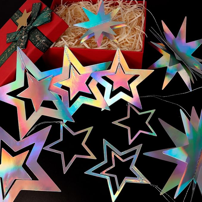 Star Garland Decorations Kit, Holographic Twinkle Little Stars Garlands - Image 3