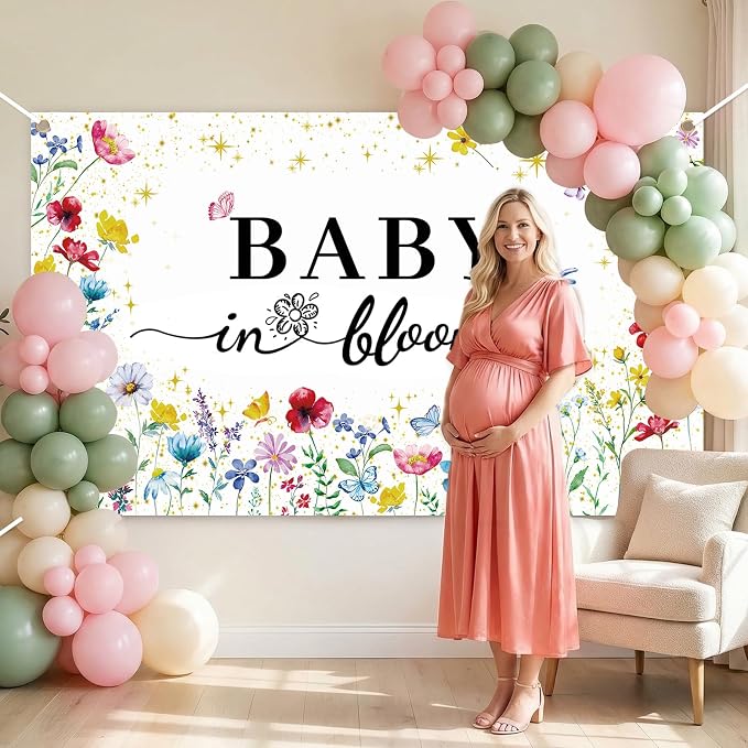 Wildflower Baby in Bloom Baby Shower Banner Backdrop Decoration - Image 5