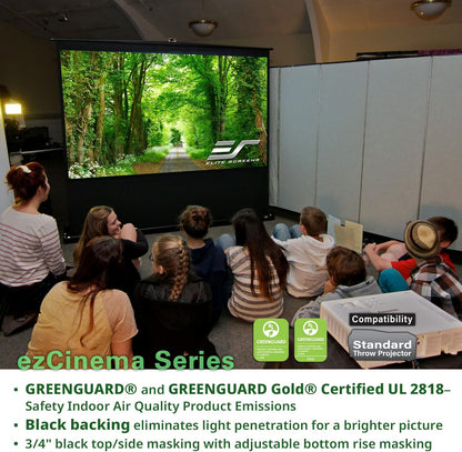 Elite Screens ezCinema Series 120-Inch Projector Screen 16:9 – Portable Floor Pull-Up Manual Projection Screen for Indoor Outdoor, 4K 8K Ultra HD 3D Ready, Home Theater Office Church – F120NWH