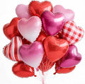 PartyWoo Pink Red Hot Red Pink Mylar Heart Foil 15pcs Balloons 18 Inch | by PartyWoo