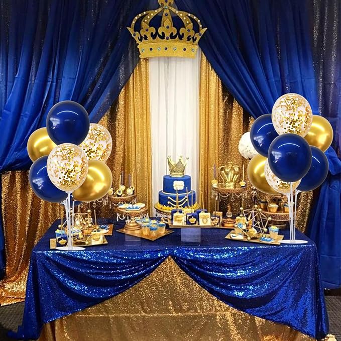 TONIFUL 6 Set Navy Blue Gold Balloons Stand Balloon Centerpieces - Image 6