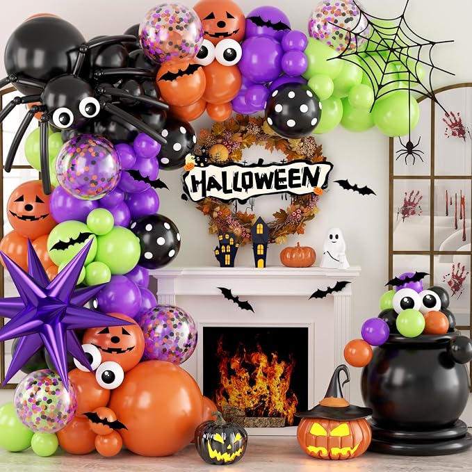 Halloween Balloon Arch Garland Kit, Explosion Star Foil Balloons by OTLGEUA
