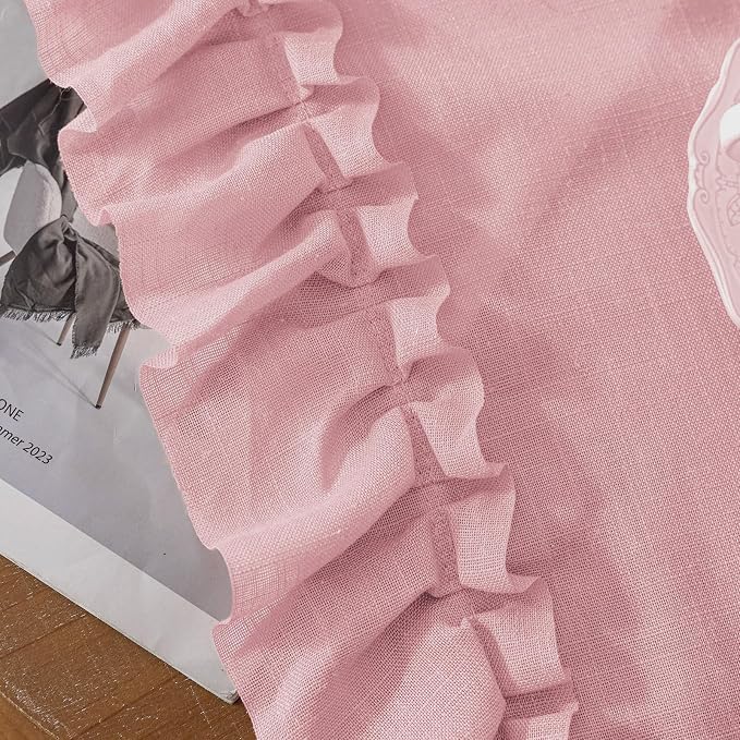 Blush Pink Linen Ruffled Curtains - Image 9