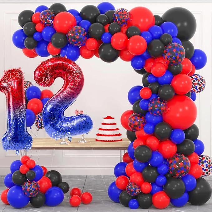 40 Inch Spider Theme Number Foil Balloons, Large Number 12 Balloons - Image 5