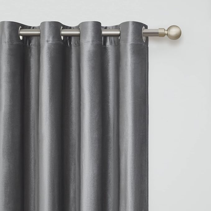 BULBUL Velvet Grey Blackout Curtains 120 inch Long - Image 2