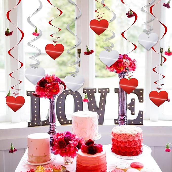 BEISHIDA Happy Valentine's Day Hanging Swirls Valentine's Decorations Red - Image 4
