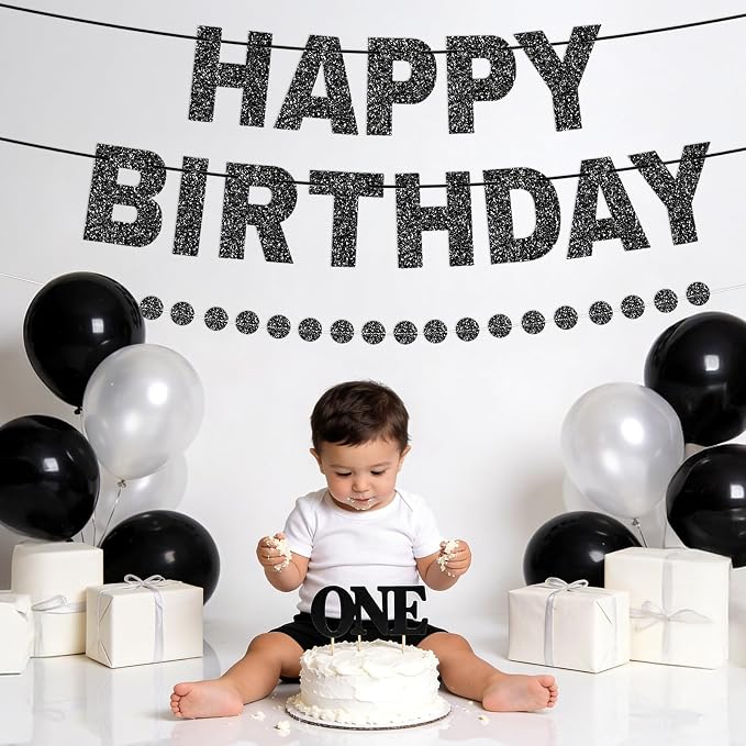 Alynta Happy Birthday Banner Pre-Strung Glitter Birthday Party Decorations | NO - Image 6
