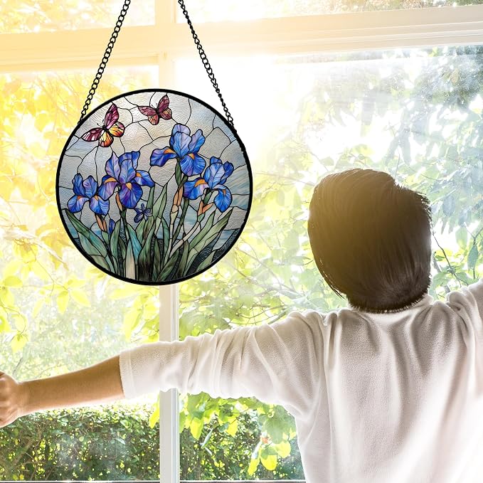 DASTOLL Stained Glass Window Hanging, and Mom 15x15 in - Image 3