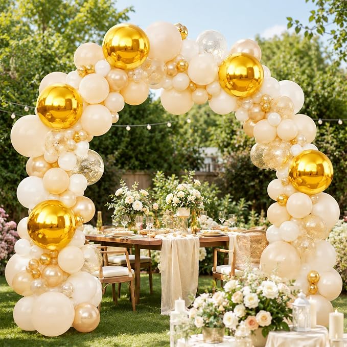 Gold Round Foil Balloons with Satin Bows and Ribbon - Image 5