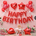 29PC Red Happy Birthday Balloon Banner, 16 Inch 3D Aluminum Letter Banner Sign by Paready