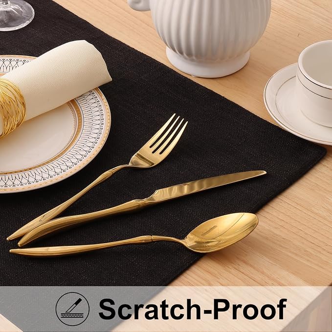 Faux Cotton Linen Placemats Set of 6, Cloth Washable Farmhouse Dining Table Mats - Image 4